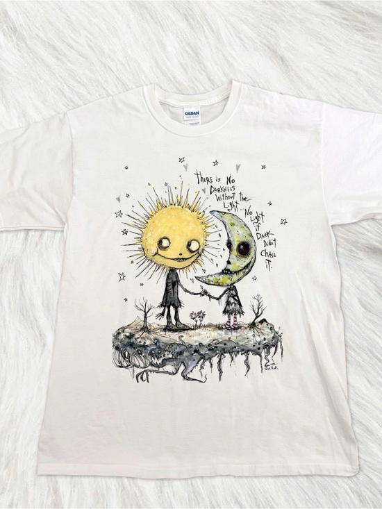Gildan Tops - Sun & Moon Graphic Gildan White Tshirt